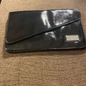 Nine West black patent leather clutch purse bag
